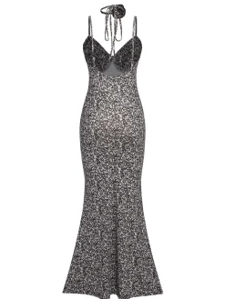 Hot Retro Stage 1930s Spaghetti Straps Mermaid Dress Black