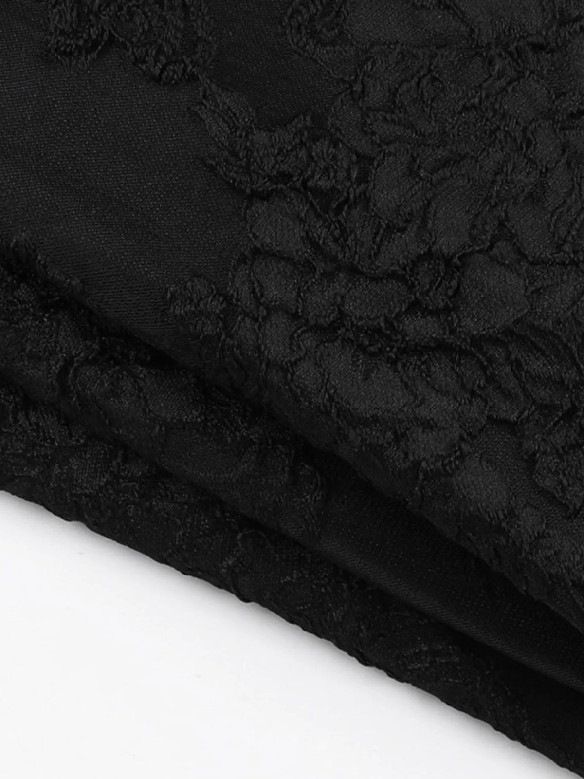 Sale Retro Stage 1950s Square Neck Lace Print Cross Bubble Dress Black