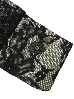 Discount Retro Stage 1960s Square Neck Lace Bodycon Dress Black