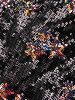 Best Retro Stage 1960s Stars Sequined Mesh Patchwork Dress Black