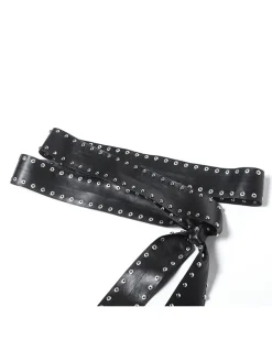 Online Retro Stage 1980s Steampunk Bootcut Rivet Pants Black
