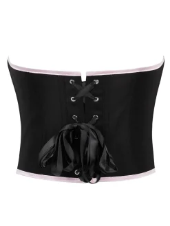 Best Retro Stage 1980s Steampunk Bowknots Bandeau Corset Black