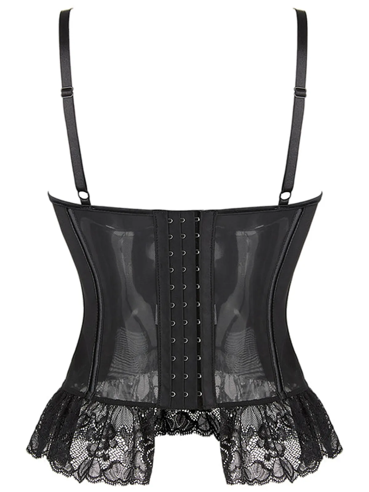 Sale Retro Stage 1970s Steampunk Lace Patchwork Strap Corset Black