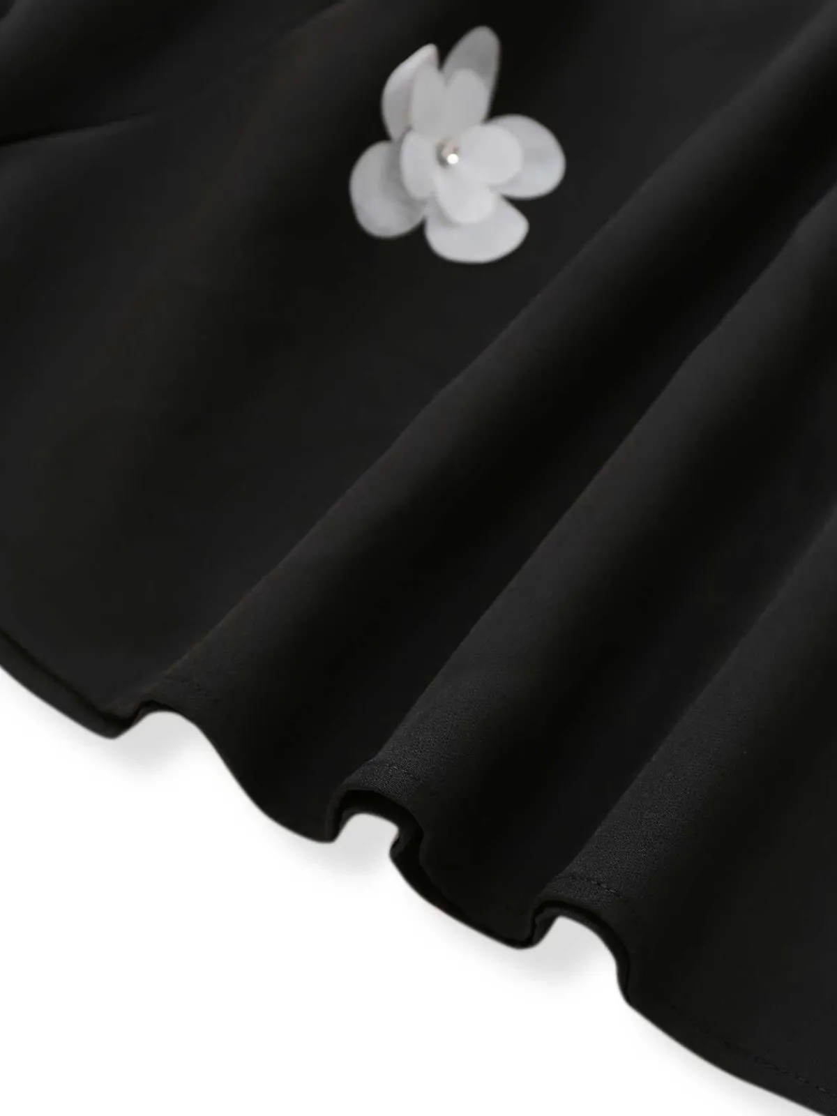 Best Retro Stage 1950s Strap 3D Daisy Solid Dress Black