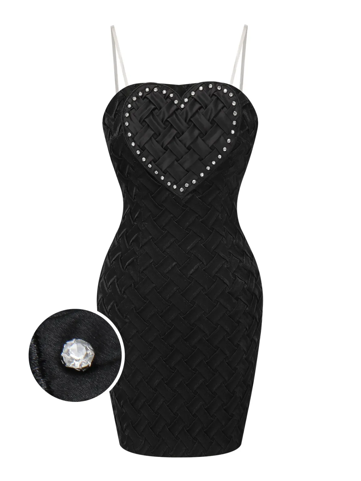New Retro Stage 1960s Strapless Woven Heart Dress Black