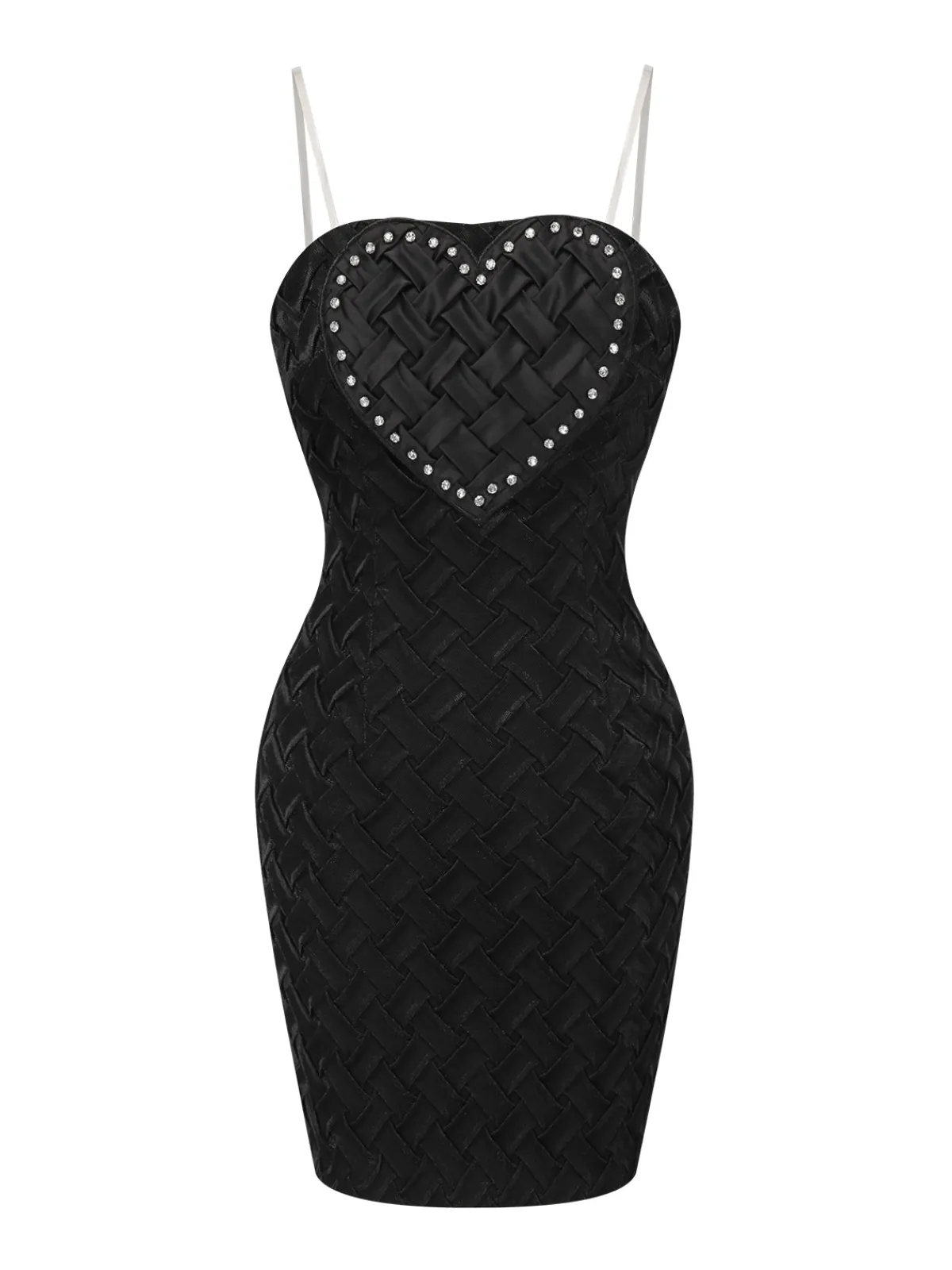 New Retro Stage 1960s Strapless Woven Heart Dress Black