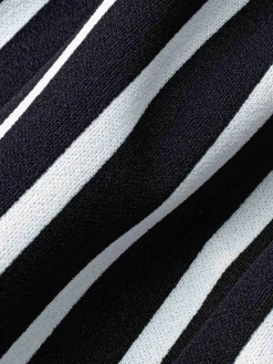 Fashion Retro Stage 1960s Striped Patchwork Lapel Pencil Dress Black