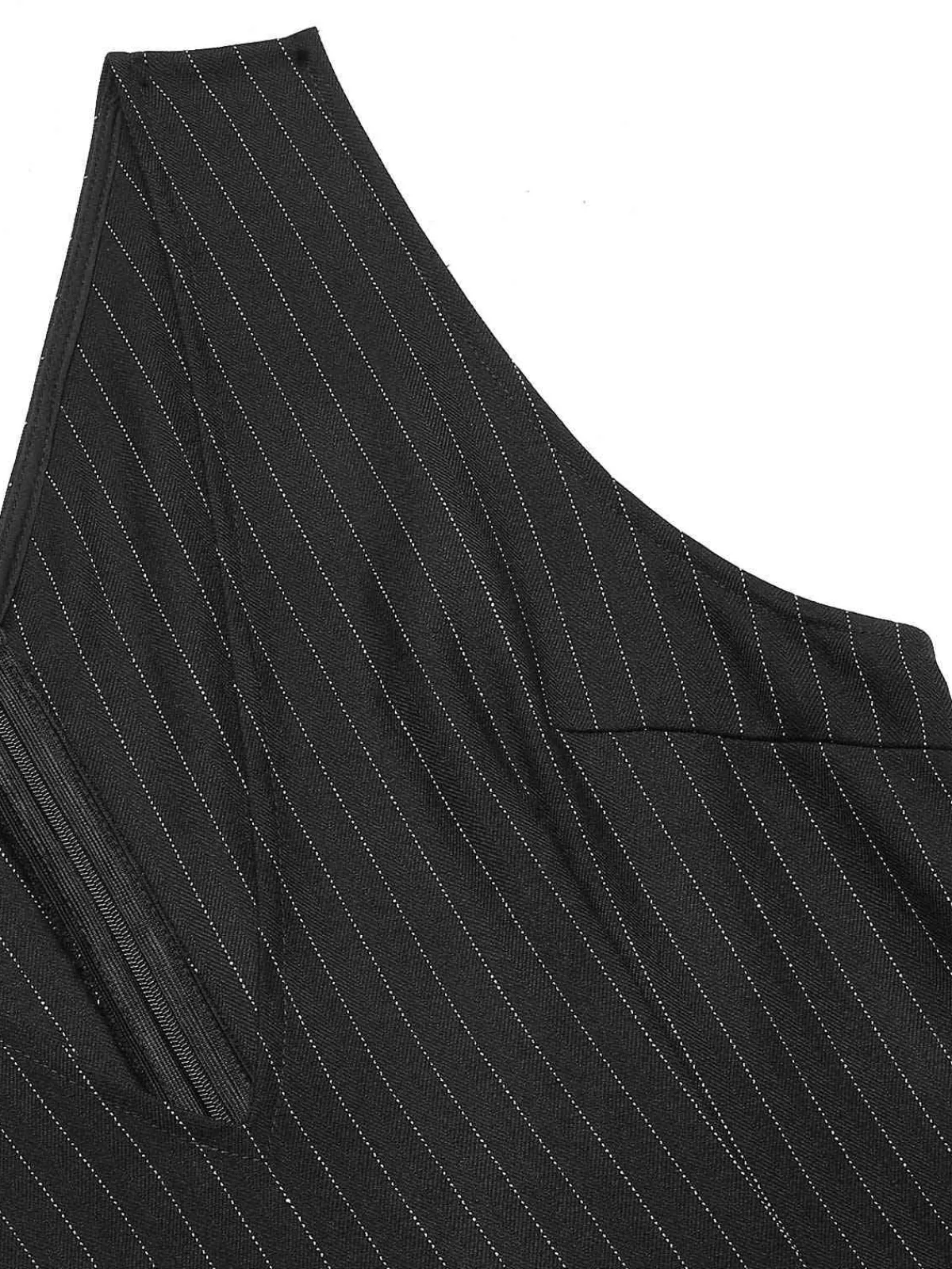 Hot Retro Stage 1960s Striped V-Neck Belted Dress Black