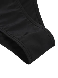 Fashion Retro Stage 1970s Studded Cutout One-Piece Swimsuit Black