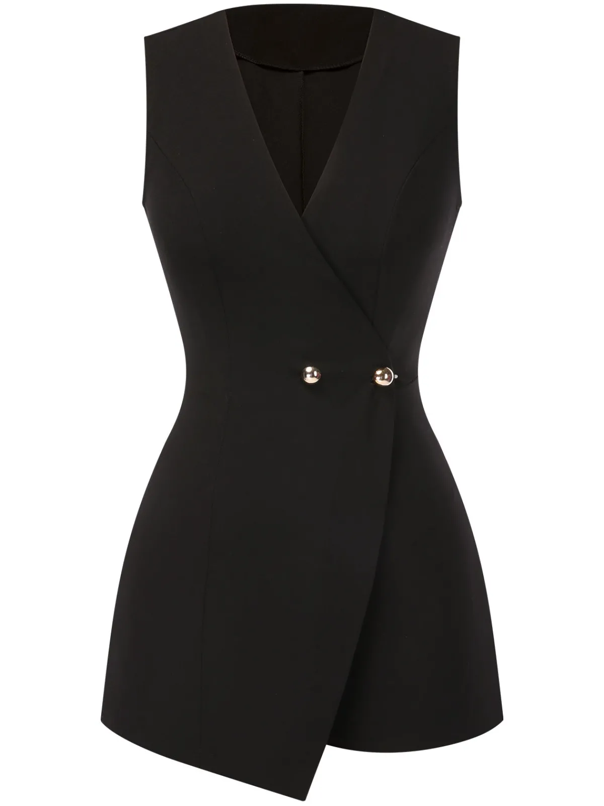Discount Retro Stage 1950s Surplice V-Neck Sleeveless Romper Black