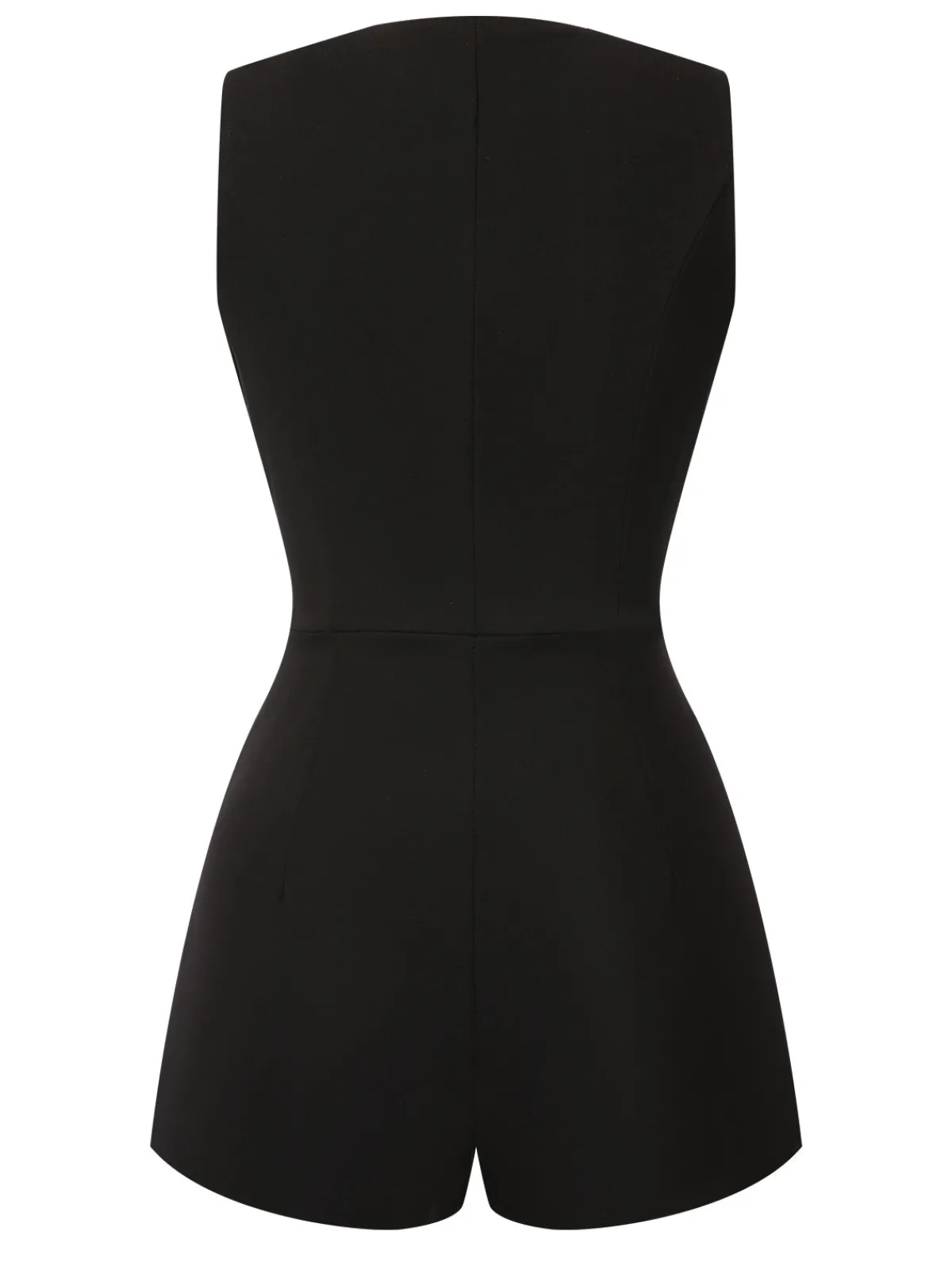 Discount Retro Stage 1950s Surplice V-Neck Sleeveless Romper Black