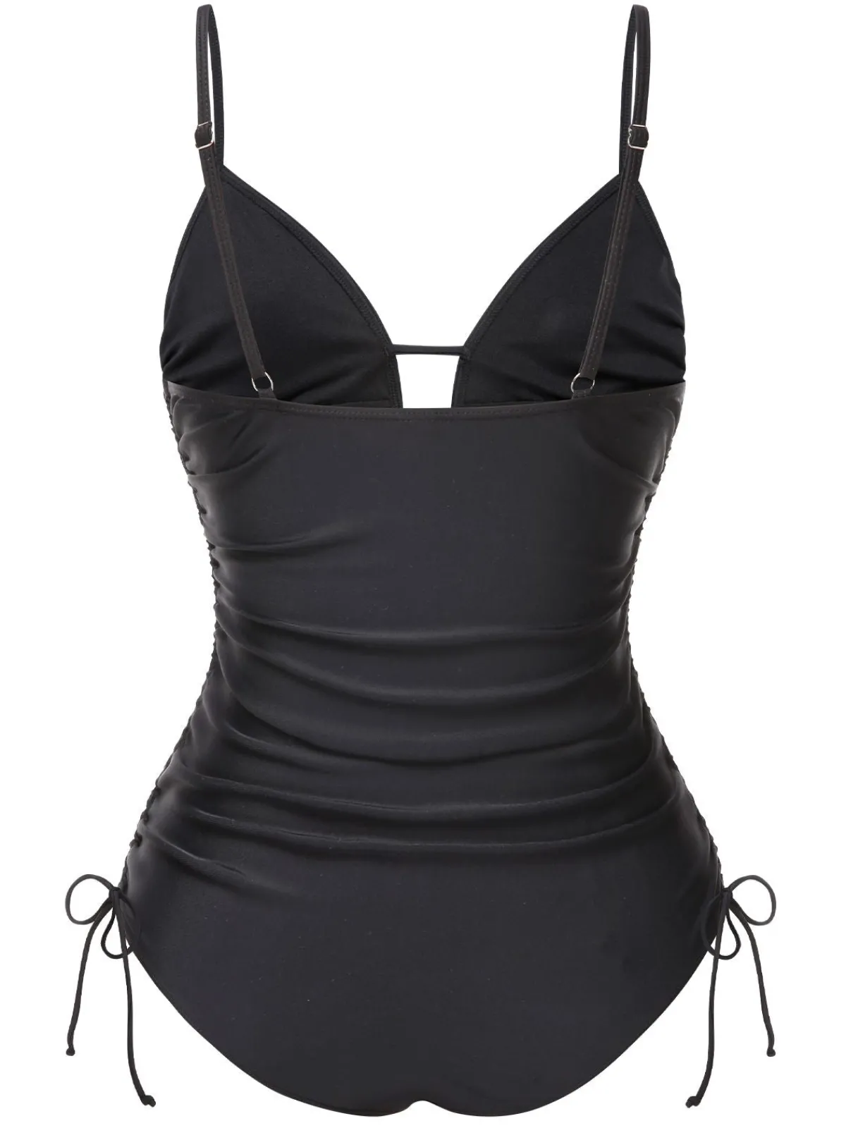 Clearance Retro Stage 1970s Tassel Embroidered Strappy Swimsuit Black