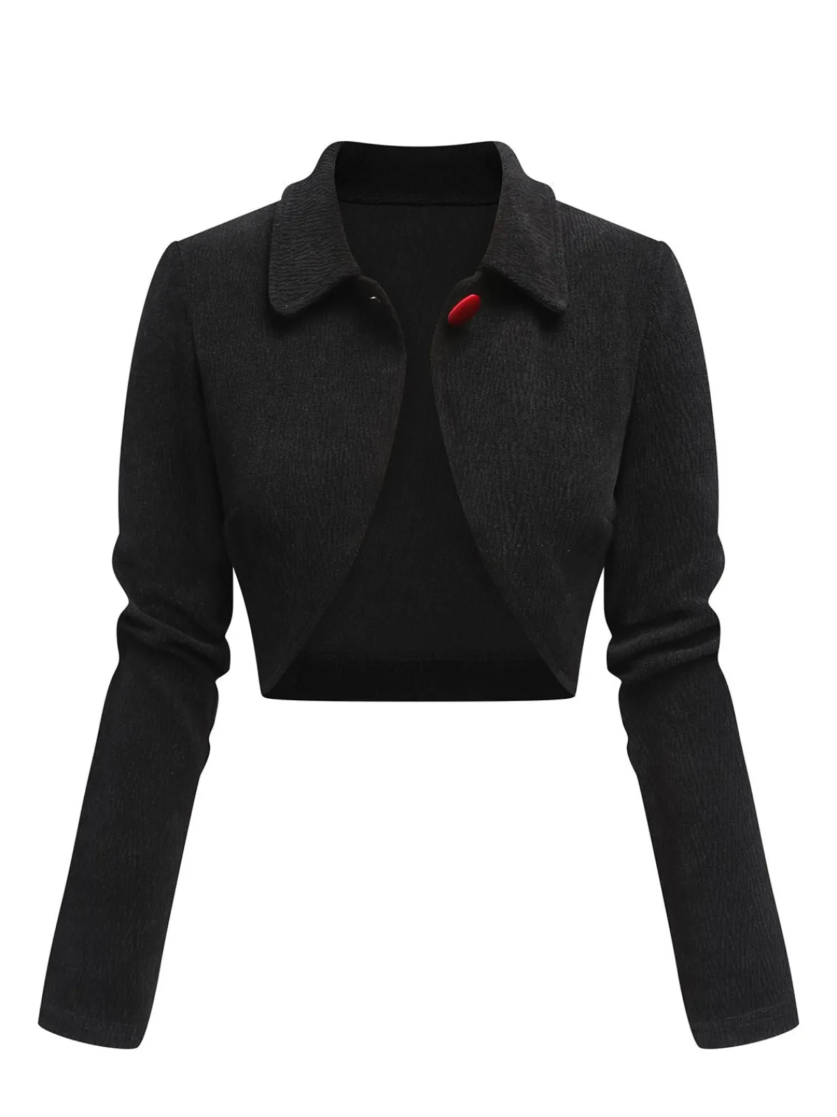 Discount Retro Stage 1950s Textured Knitted Crop Jacket Black