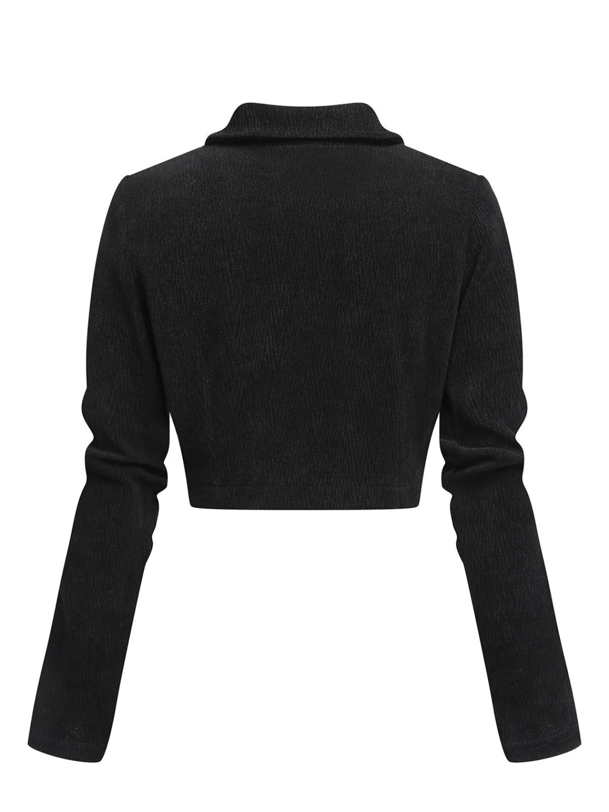 Discount Retro Stage 1950s Textured Knitted Crop Jacket Black