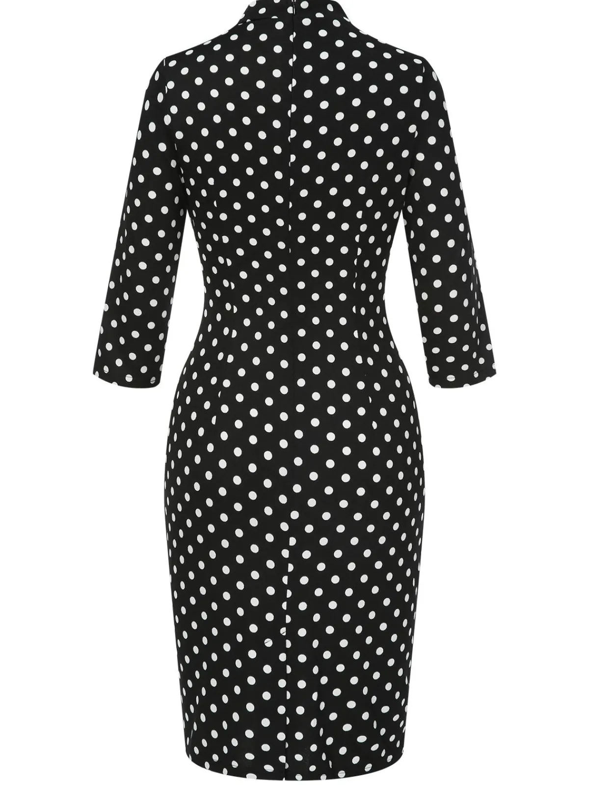 Outlet Retro Stage 1960s Tie Neck Polka Dots Dress Black