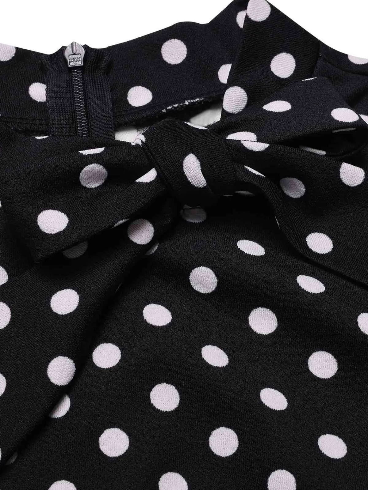 Outlet Retro Stage 1960s Tie Neck Polka Dots Dress Black