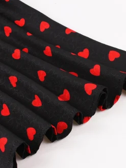 Fashion Retro Stage 1950s Tie-Neck Heart Dots Dress Black