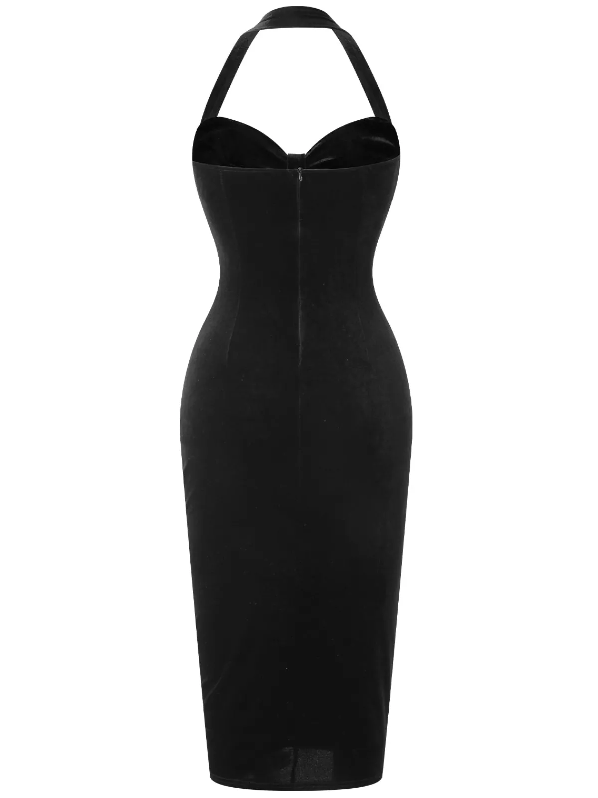 New Retro Stage 1960s Velvet Dress With Heart Rhinestone Brooch Black