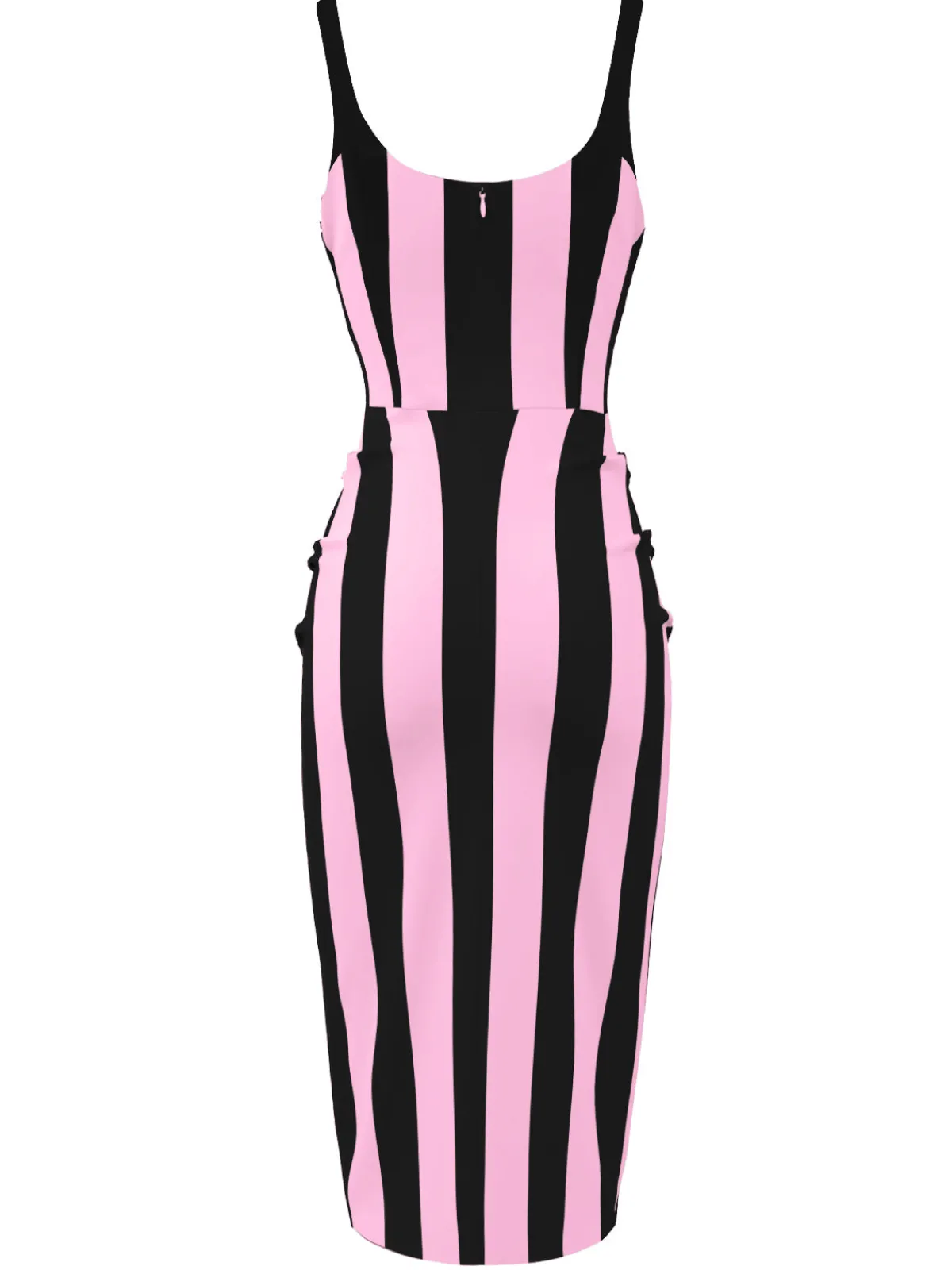 New Retro Stage Black 1960s Vertical Stripe Straps Pencil Dress
