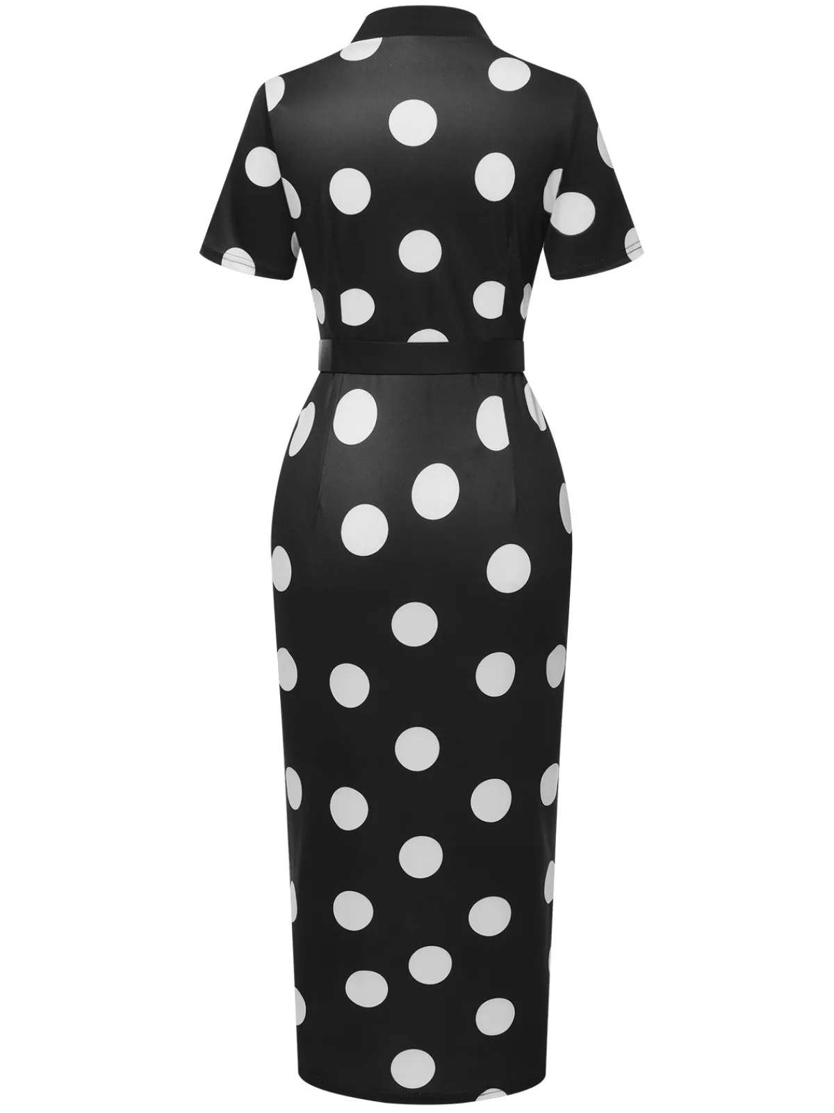 Best Retro Stage Black 1960s V-Neck Belted Pencil Dress