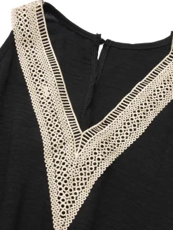 New Retro Stage 1960s V-Neck Belted Romper Black