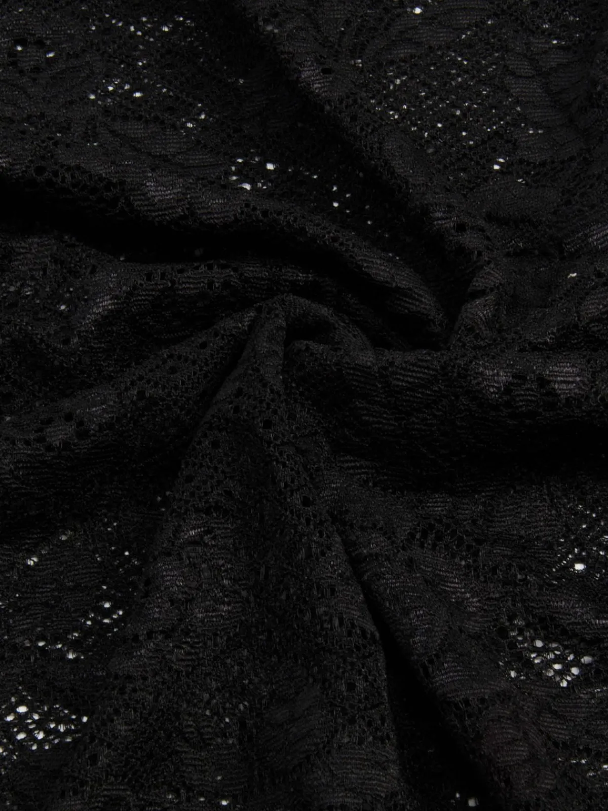 Clearance Retro Stage 1980s V-Neck Floral Lace Hooded Dress Black