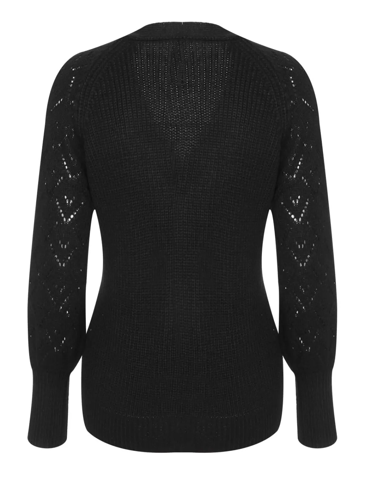 Best Retro Stage 1940s V-Neck Knitted Button Sweater Black