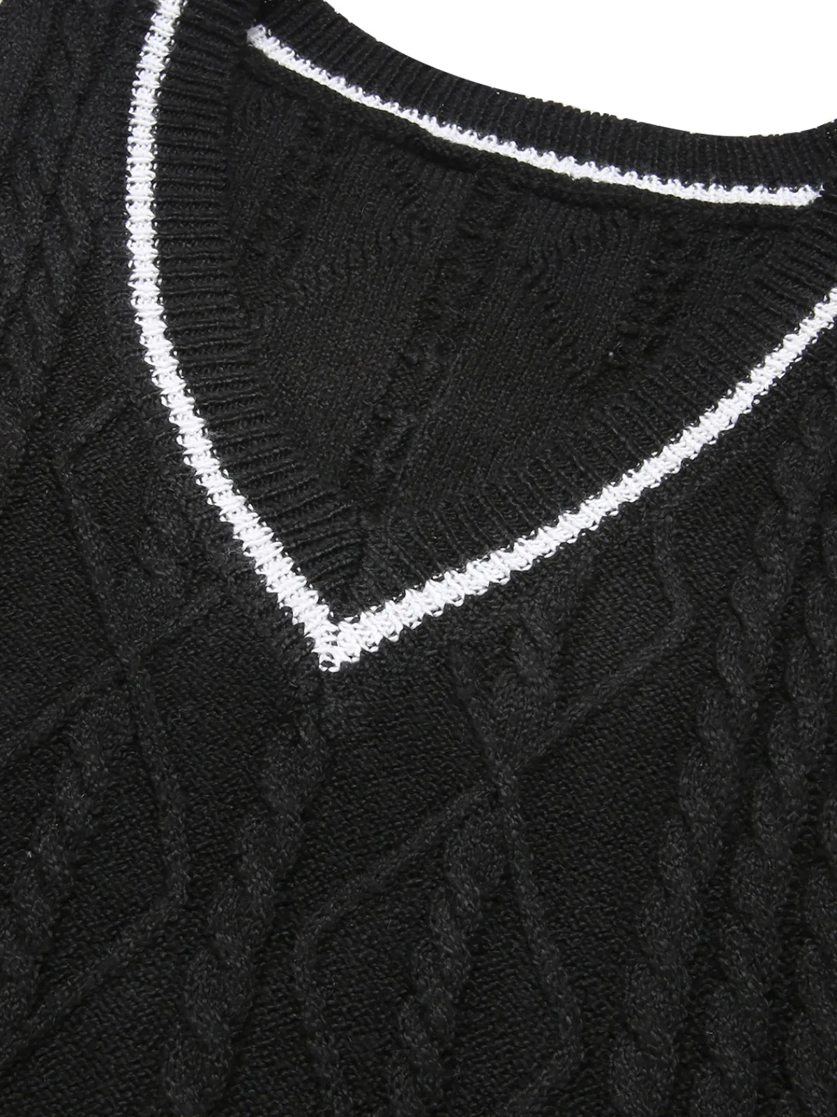 New Retro Stage 1960s V-Neck Knitted Sleeveless Dress Black