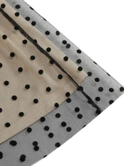 Hot Retro Stage 1950s V-Neck Polka Dot Mesh Dress Black