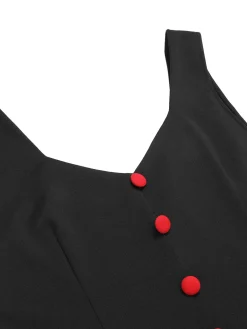 Sale Retro Stage 1960s V-Neck Solid Bodycon Dress Black