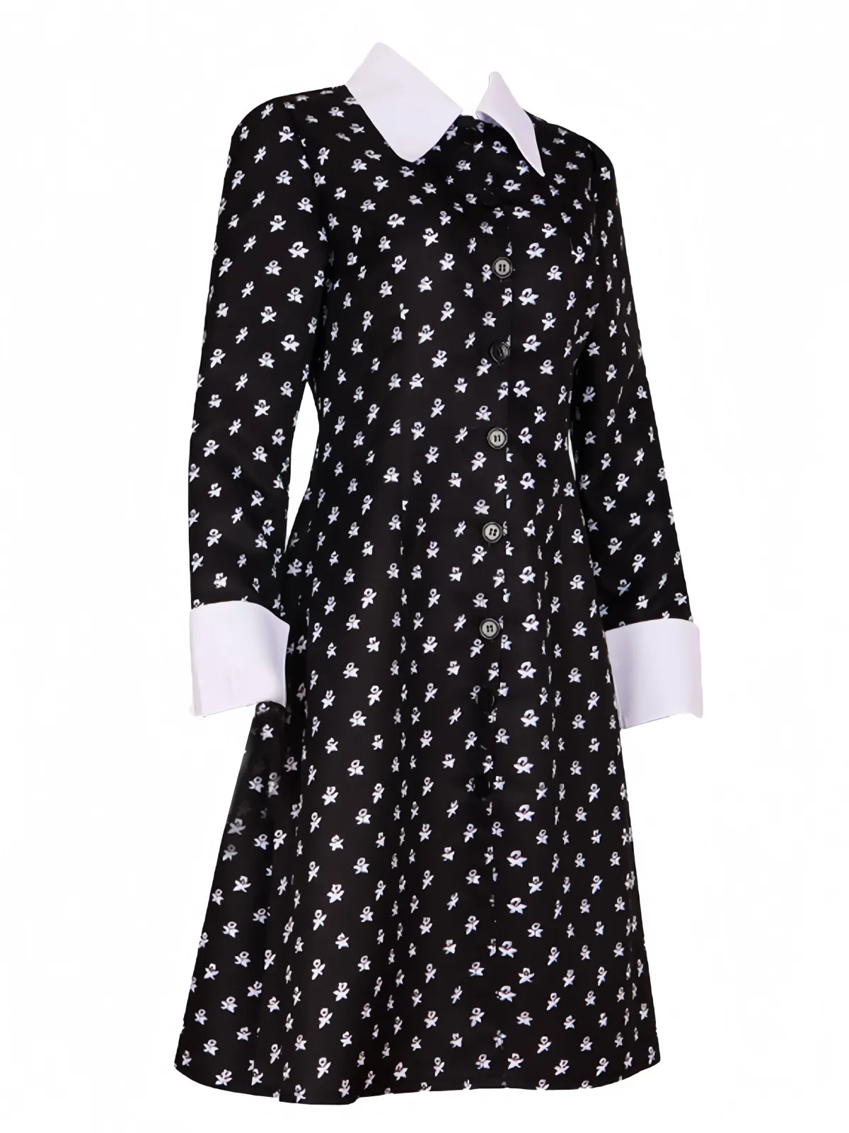 Sale Retro Stage 1940s Wednesday Addams Style Dress Black