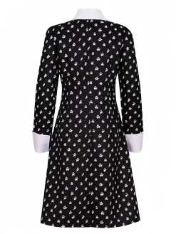 Sale Retro Stage 1940s Wednesday Addams Style Dress Black