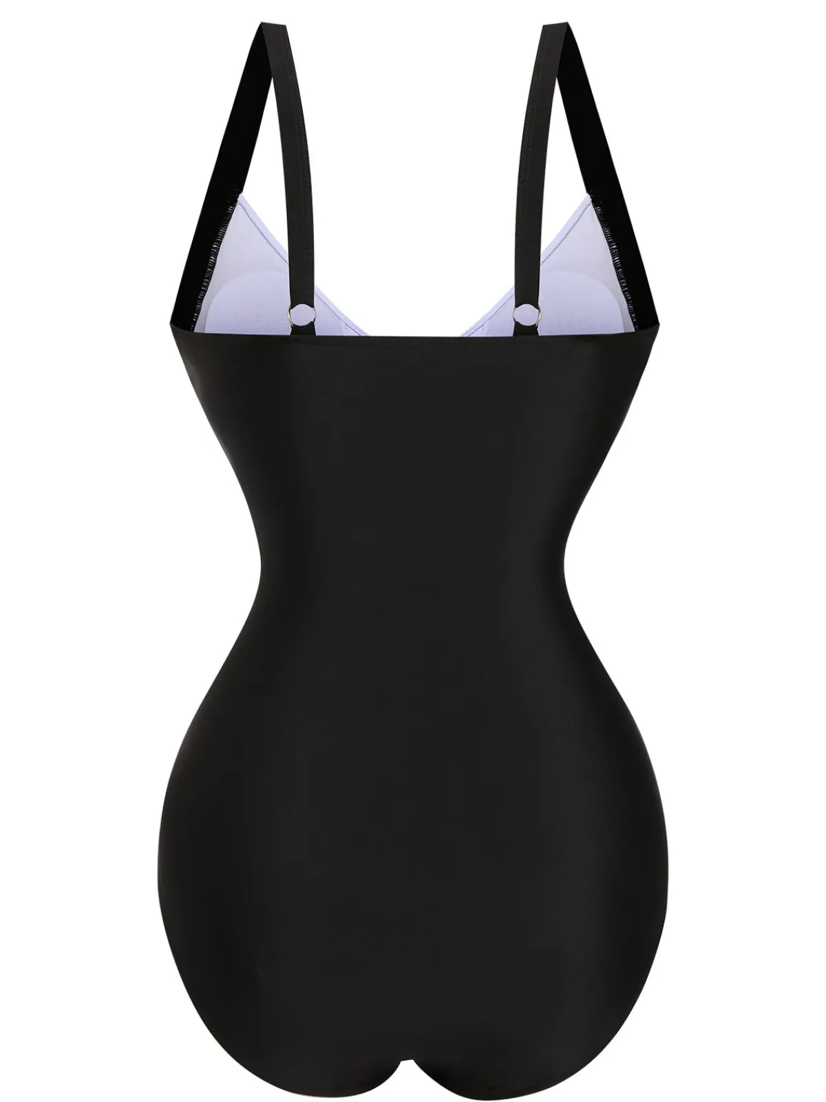 Sale Retro Stage 1930s Wide-Straps Flowers Swimsuit Black