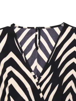 Clearance Retro Stage 1950s Zebra Striped Ruffled Waist Romper Black