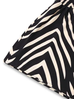 Clearance Retro Stage 1950s Zebra Striped Ruffled Waist Romper Black