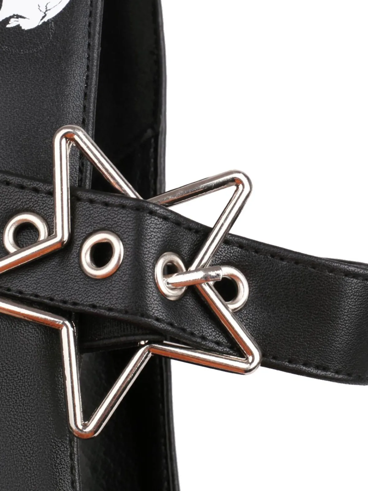 Outlet Retro Stage Skull Buckle Strap Platform Chunky Shoes Black