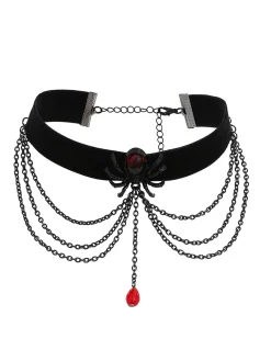 Outlet Retro Stage Black Spider Alloy Western Necklace