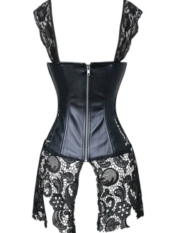 Outlet Retro Stage Black Steampunk Leather Gothic Lace Corset