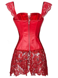 Outlet Retro Stage Black Steampunk Leather Gothic Lace Corset