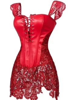 Outlet Retro Stage Black Steampunk Leather Gothic Lace Corset