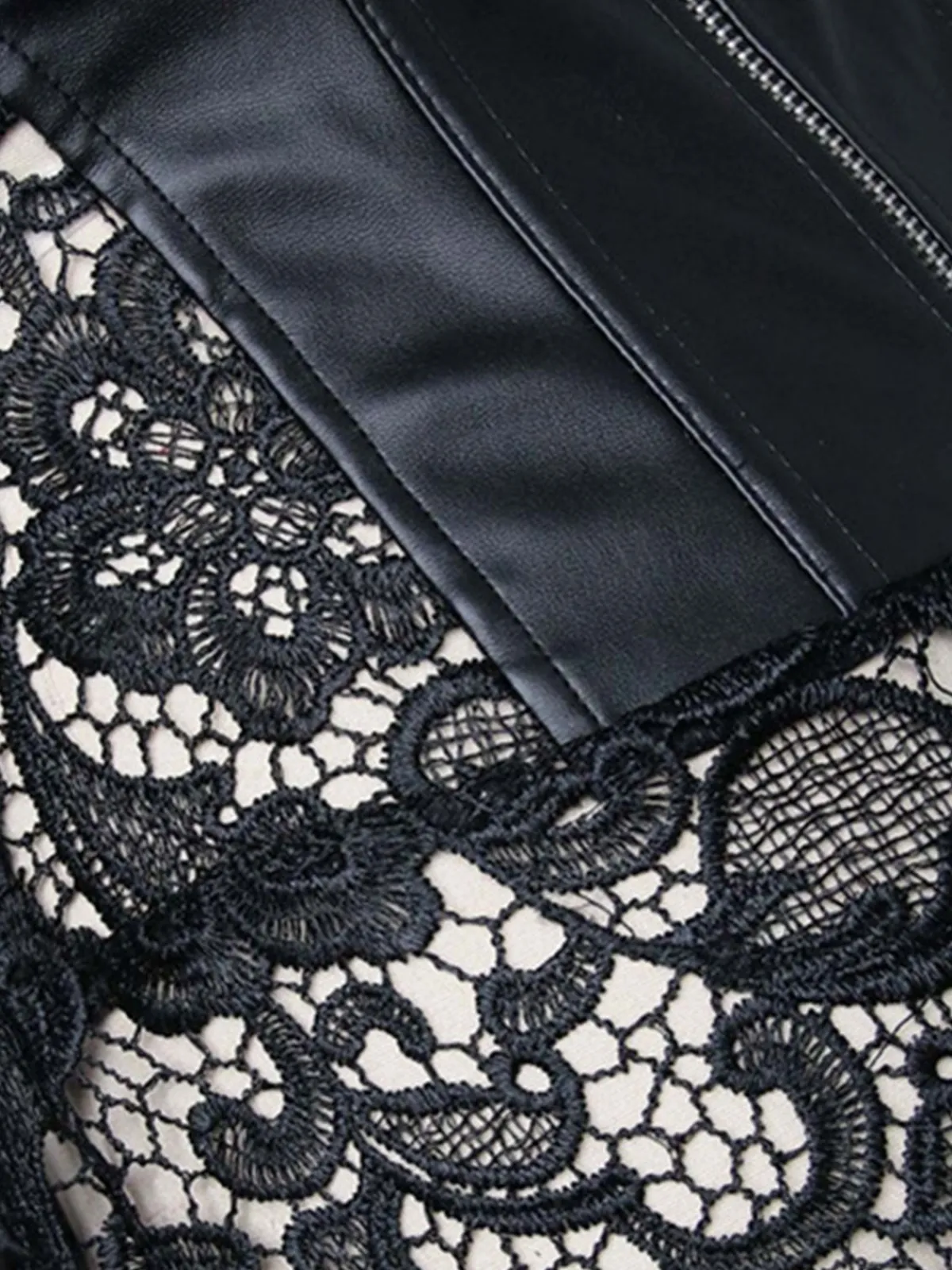 Best Retro Stage Black Steampunk Leather Gothic Lace Corset
