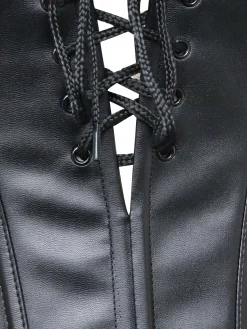 Best Retro Stage Black Steampunk Leather Gothic Lace Corset