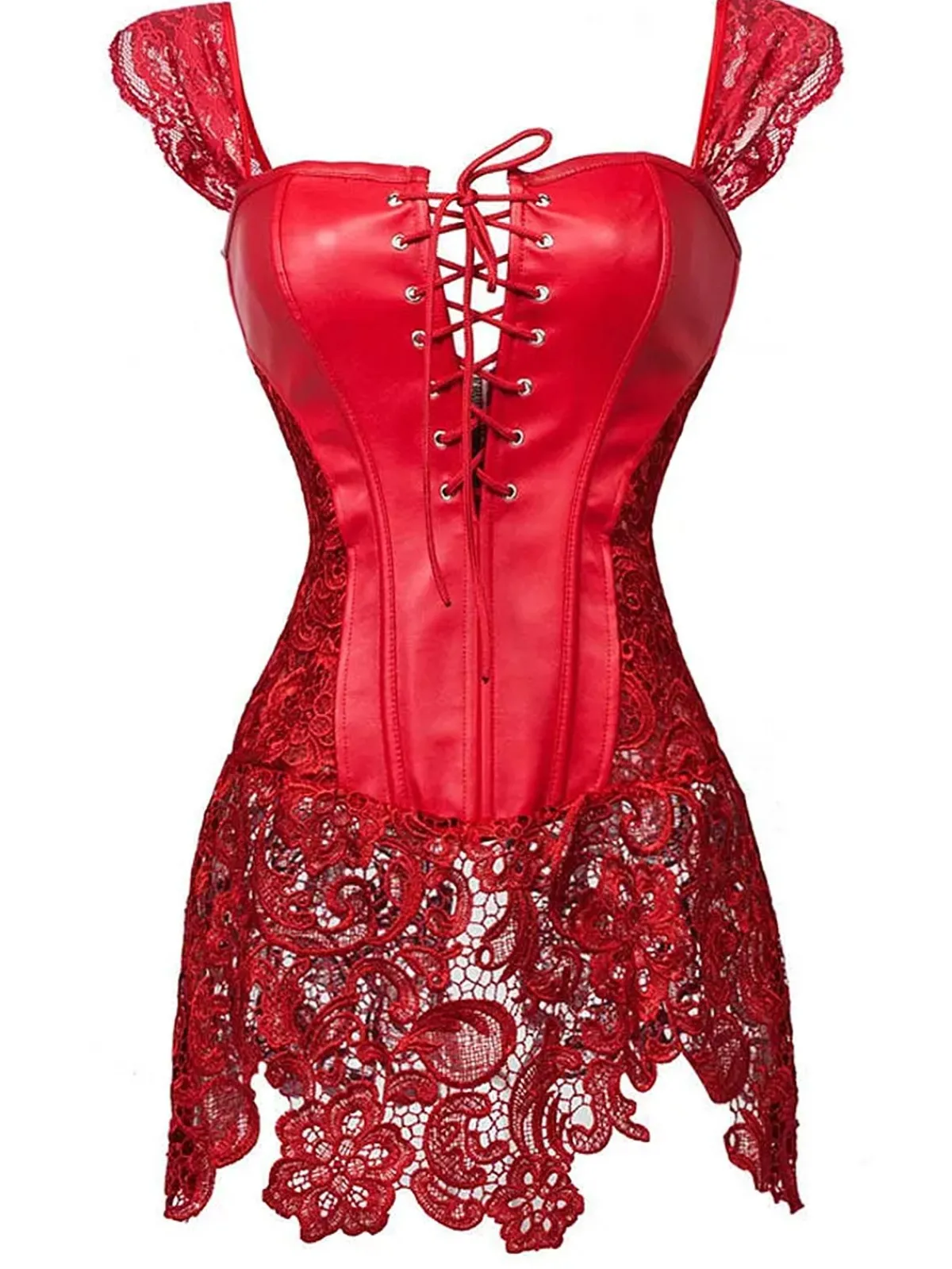 Sale Retro Stage Black Steampunk Leather Gothic Lace Corset
