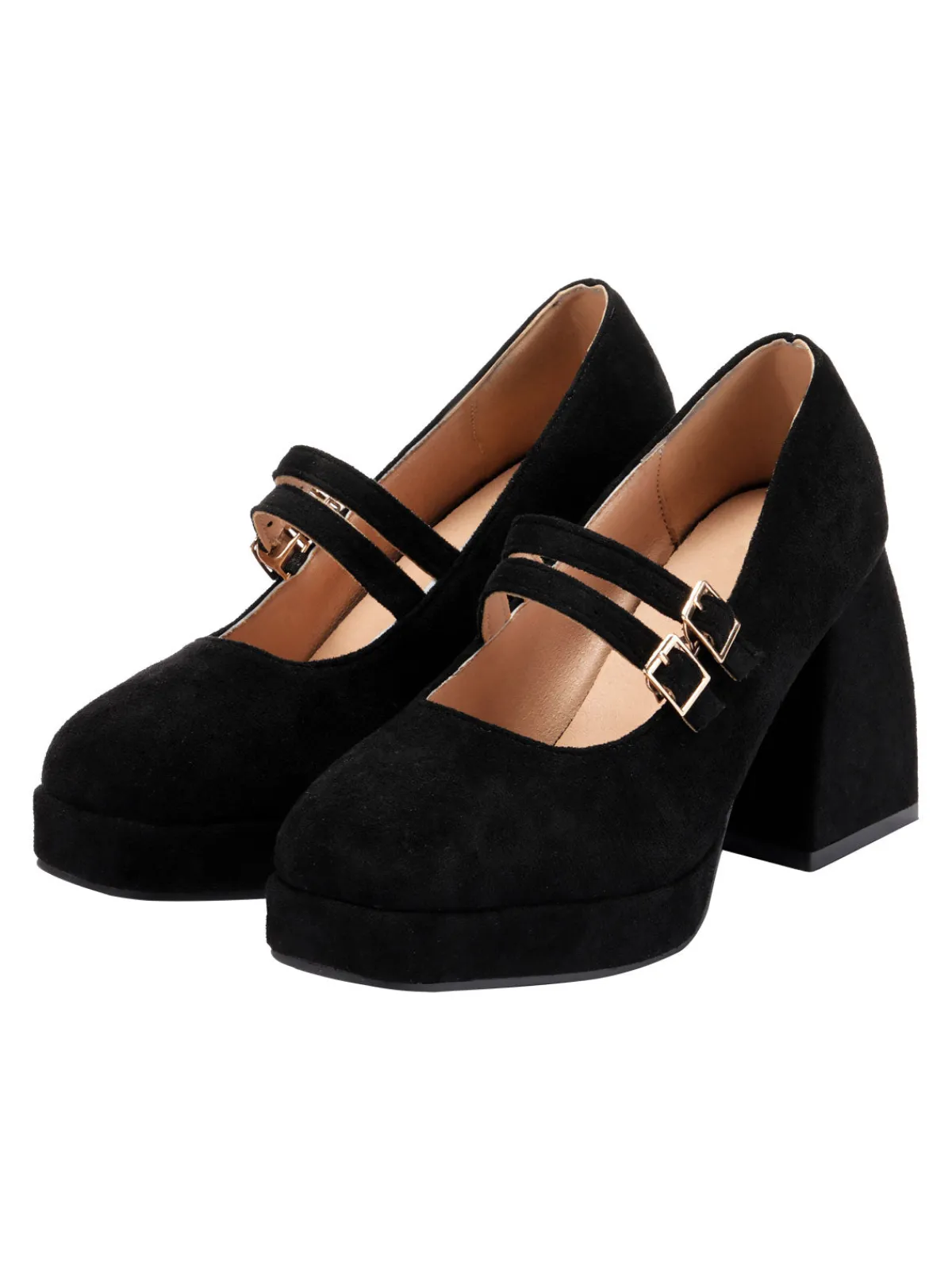 Best Retro Stage Vintage Velvet Tapered Mid Heels Shoes Black