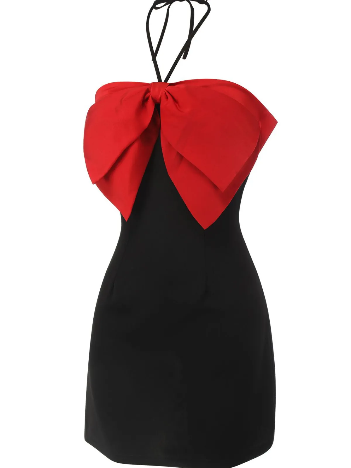 Outlet Retro Stage &Red 1960s Bow-knot Patchwork Wrap Dress Black