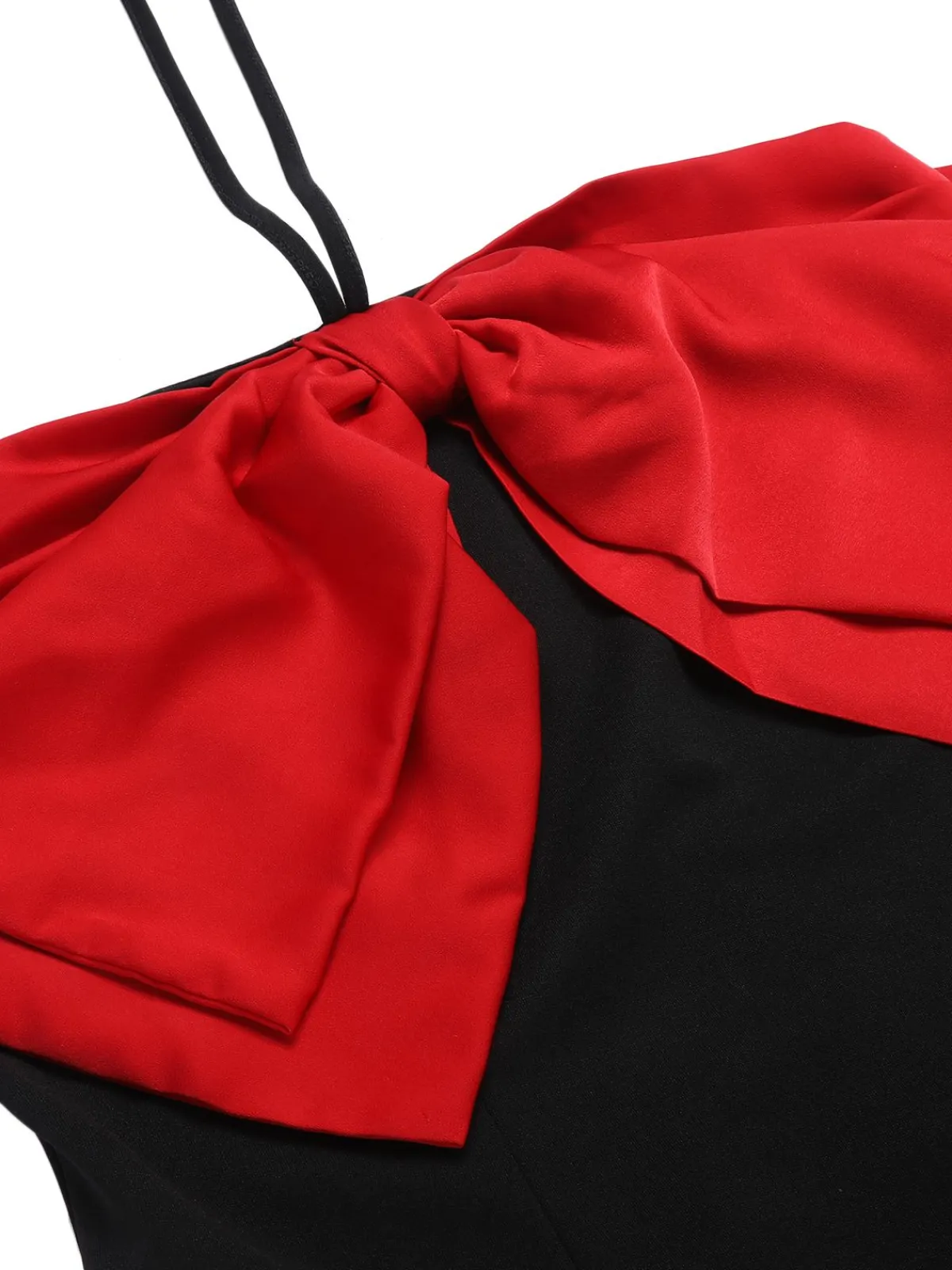 Outlet Retro Stage &Red 1960s Bow-knot Patchwork Wrap Dress Black
