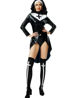New Retro Stage &White 1980s Halloween Dress & Headband Black