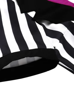 Online Retro Stage 1980s Striped Contrast Jumpsuit Black&White