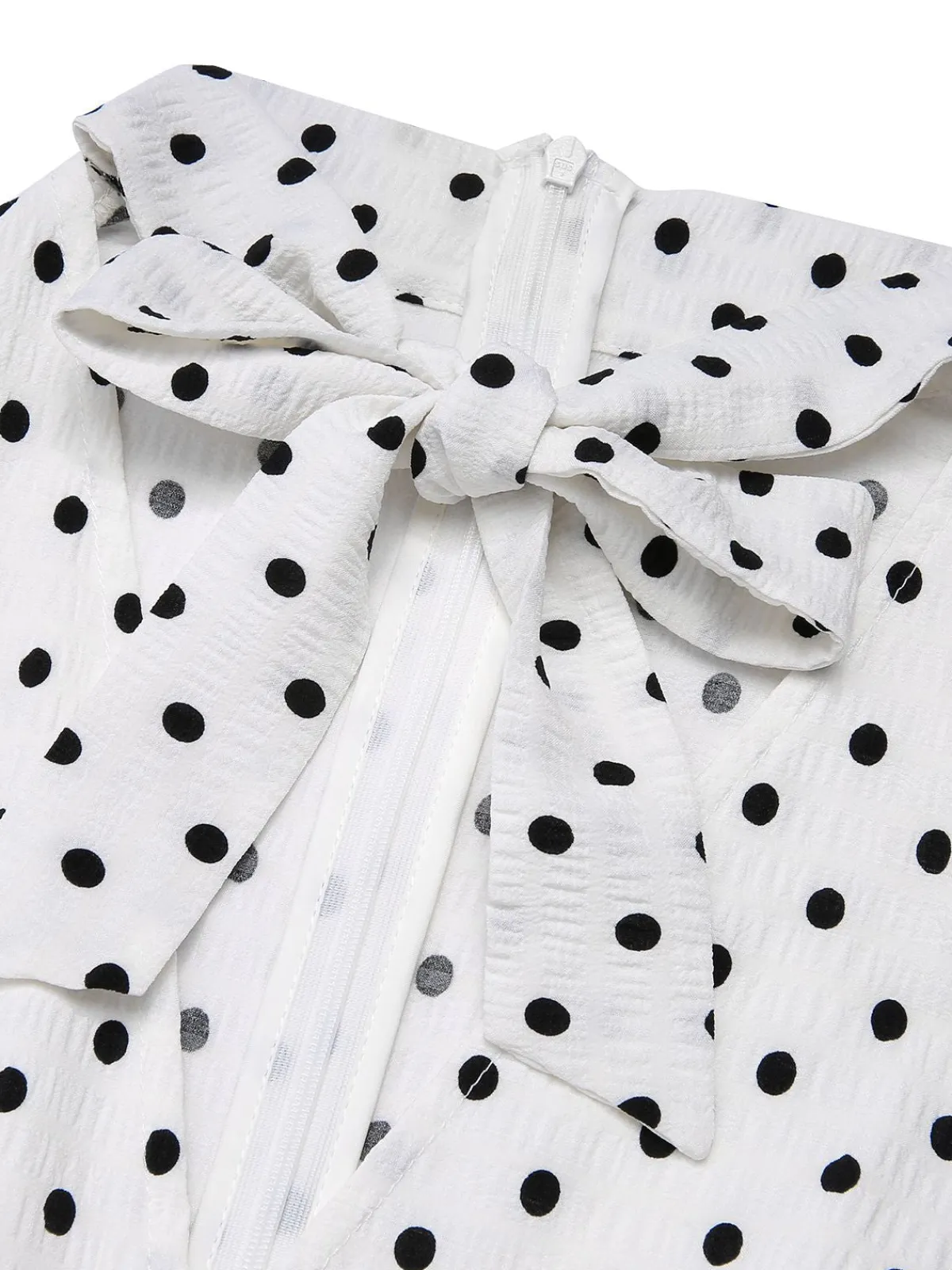 Discount Retro Stage Blue & White 1930s Polka Dots Tie Neck Jumpsuit