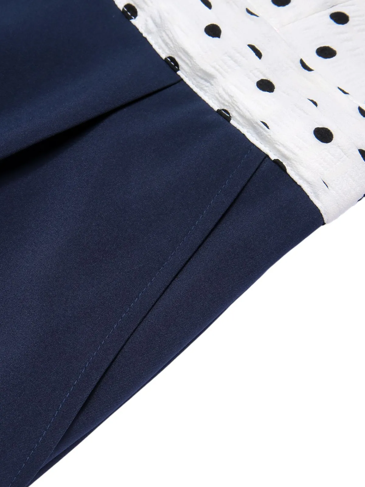 Discount Retro Stage Blue & White 1930s Polka Dots Tie Neck Jumpsuit